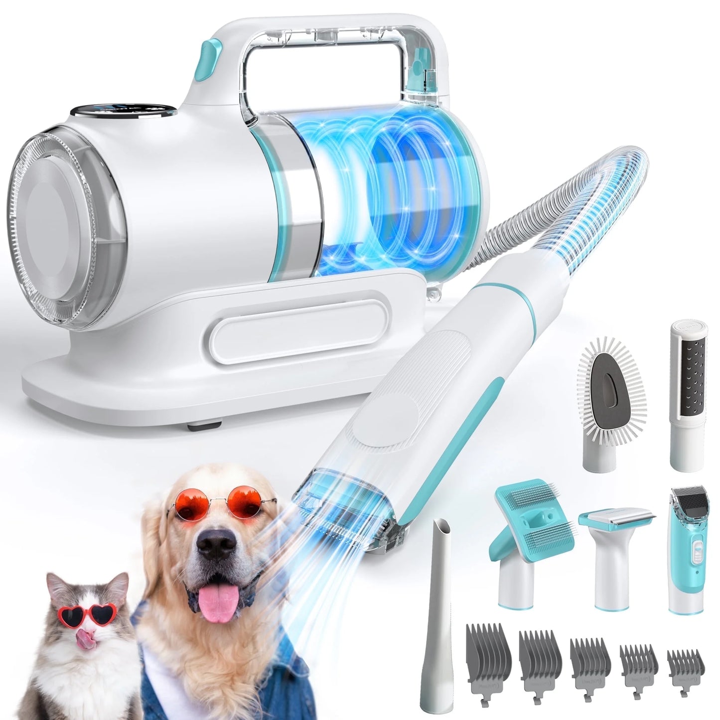 Professional 6-in-1 Dog Grooming Vacuum System - 11,000PA High Suction & 1.5L Capacity | 99% Hair Removal with Comprehensive Grooming Tools | Advanced Pet Vacuum for Professional Grooming