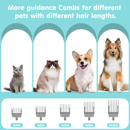 Professional 6-in-1 Dog Grooming Vacuum System - 11,000PA High Suction & 1.5L Capacity | 99% Hair Removal with Comprehensive Grooming Tools | Advanced Pet Vacuum for Professional Grooming
