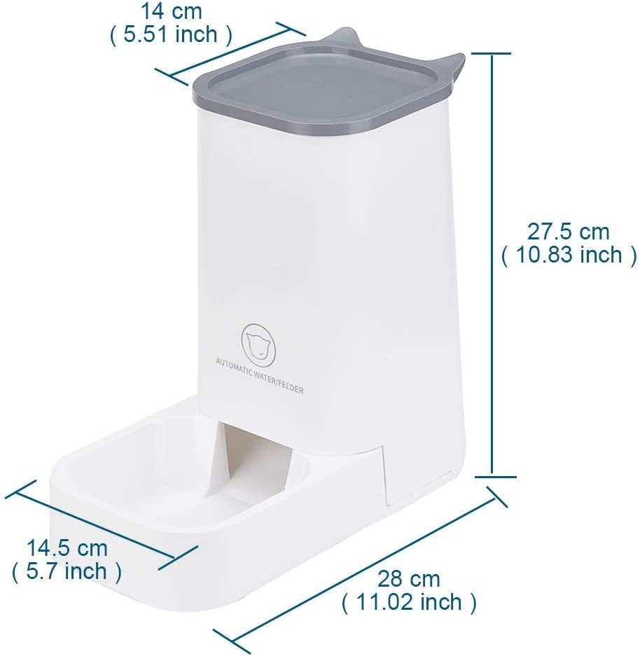Automatic Pet Feeder and Water Dispenser Set, 1-Gallon Capacity Waterer and 2.1Kg Food Feeder, Self-Dispensing System for Small Pets, Made from Durable Polypropylene, Suitable for Cats and Dogs