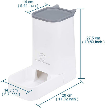 Automatic Pet Feeder and Water Dispenser Set, 1-Gallon Capacity Waterer and 2.1Kg Food Feeder, Self-Dispensing System for Small Pets, Made from Durable Polypropylene, Suitable for Cats and Dogs