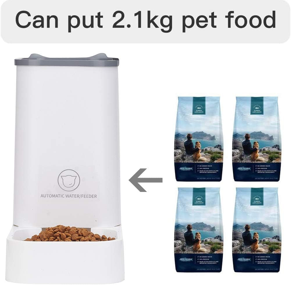 Automatic Pet Feeder and Water Dispenser Set, 1-Gallon Capacity Waterer and 2.1Kg Food Feeder, Self-Dispensing System for Small Pets, Made from Durable Polypropylene, Suitable for Cats and Dogs