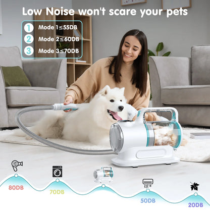 Professional 6-in-1 Dog Grooming Vacuum System - 11,000PA High Suction & 1.5L Capacity | 99% Hair Removal with Comprehensive Grooming Tools | Advanced Pet Vacuum for Professional Grooming