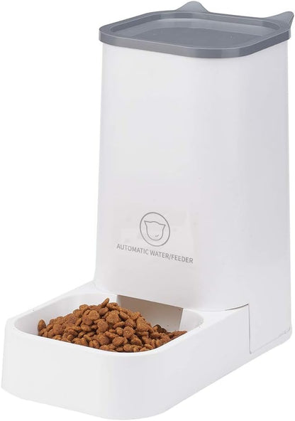 Automatic Pet Feeder and Water Dispenser Set, 1-Gallon Capacity Waterer and 2.1Kg Food Feeder, Self-Dispensing System for Small Pets, Made from Durable Polypropylene, Suitable for Cats and Dogs
