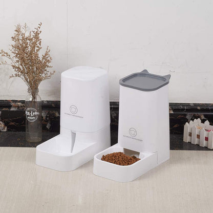 Automatic Pet Feeder and Water Dispenser Set, 1-Gallon Capacity Waterer and 2.1Kg Food Feeder, Self-Dispensing System for Small Pets, Made from Durable Polypropylene, Suitable for Cats and Dogs
